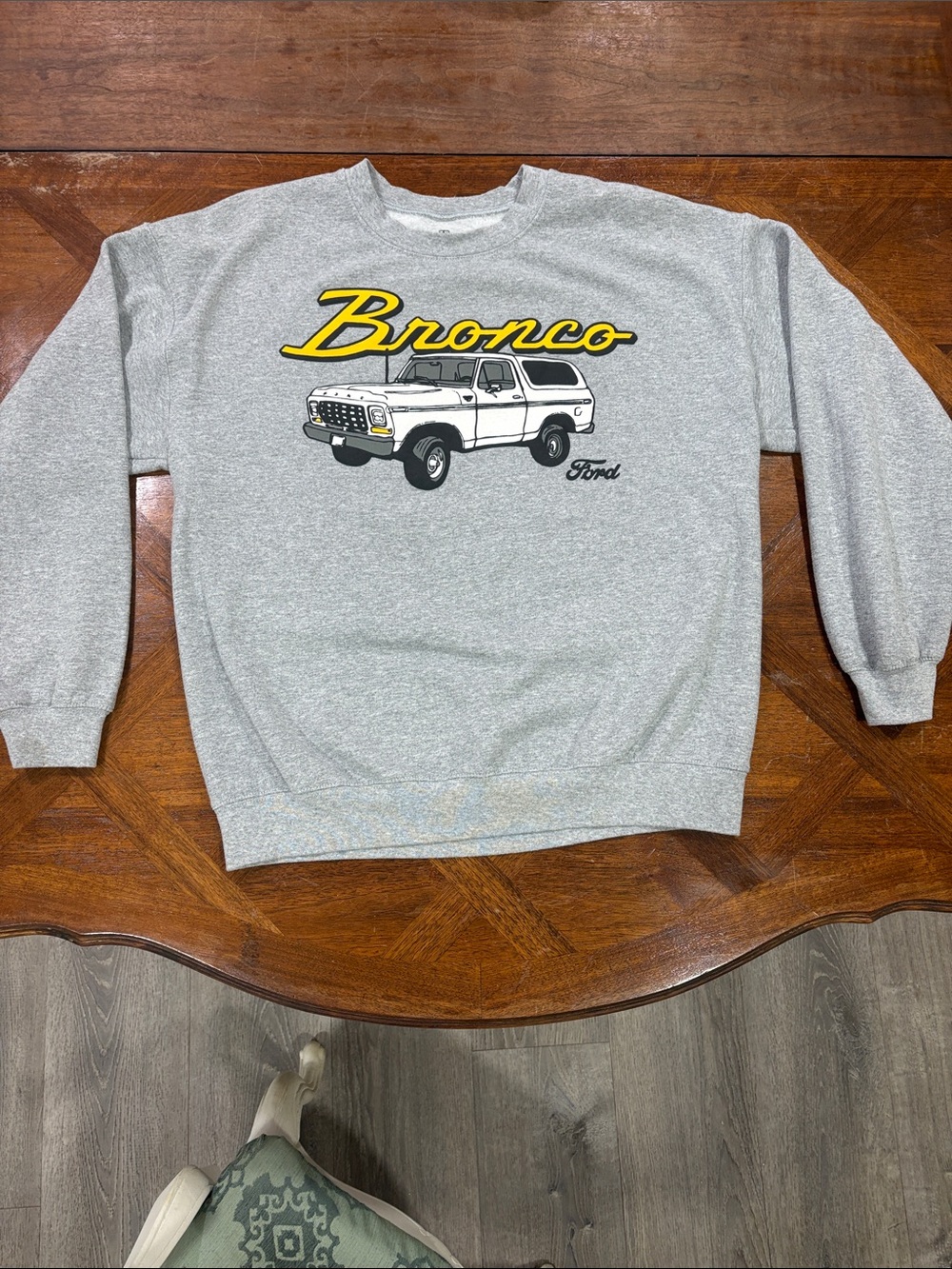 Ford Gray Sweatshirt with Yellow Bronco Graphic
